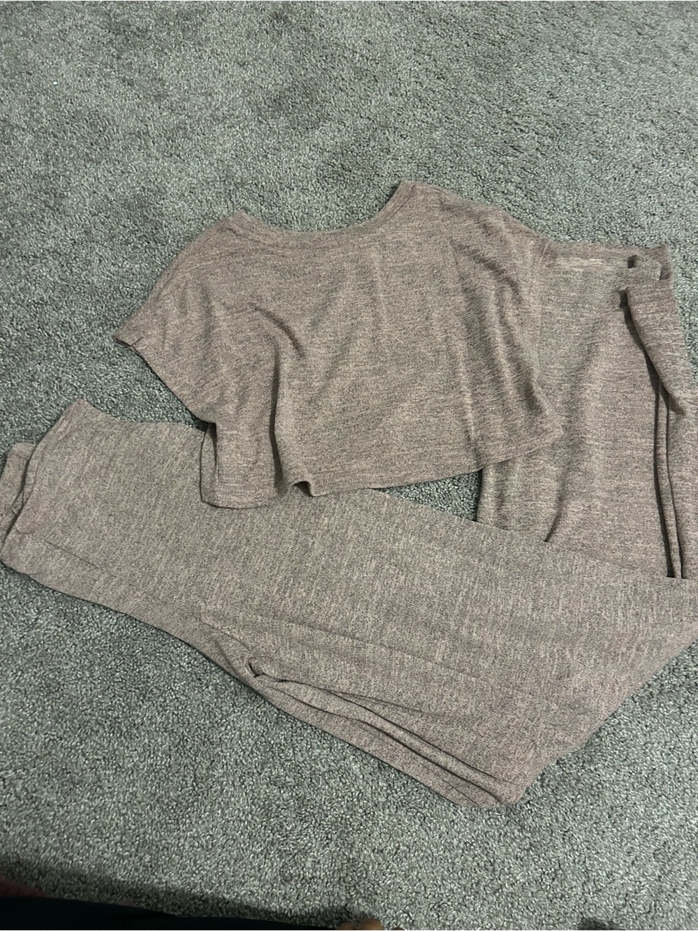 Fashion Nova Taupe Knit Wide Leg Two-Piece Set